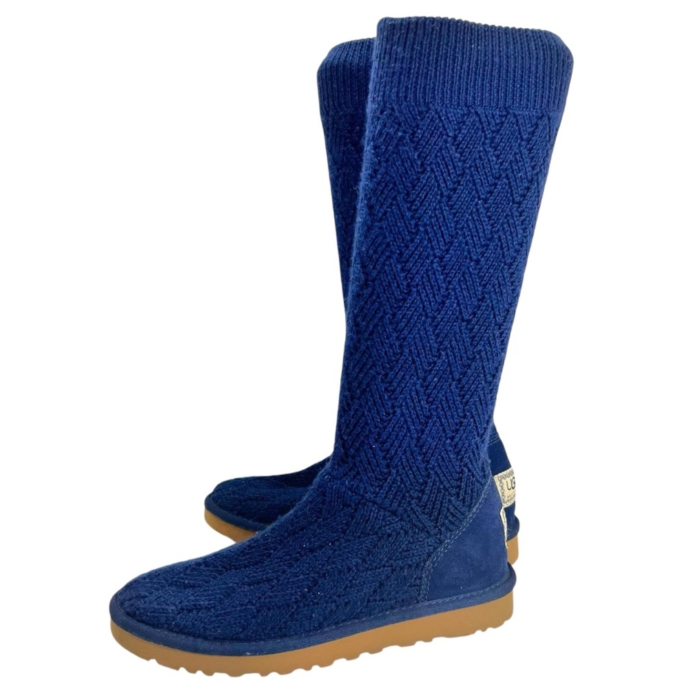 UGG Navy Cable Knit Sweater Boots
